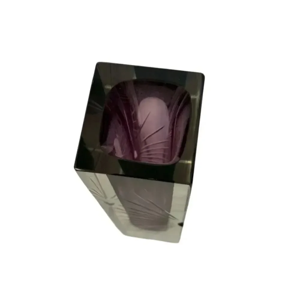 Sommerso Technique Pagnin & Bon Murano glass vase purple pink glass starburst